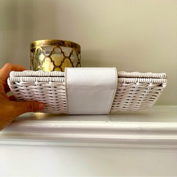Tory Burch White Rattan Clutch with silver accents - Picture 3 of 12